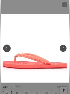 Christian Louboutin Coral Pink Studded Flip Flops
